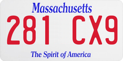 MA license plate 281CX9