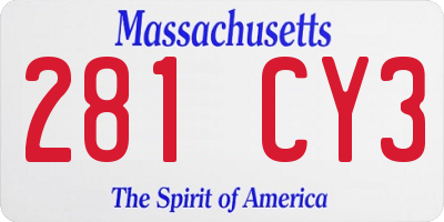MA license plate 281CY3