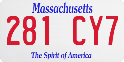 MA license plate 281CY7