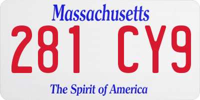 MA license plate 281CY9