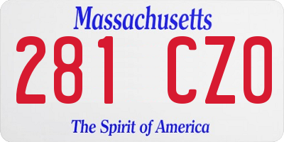 MA license plate 281CZ0