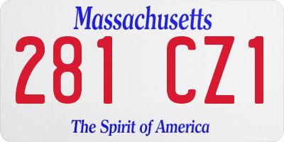 MA license plate 281CZ1