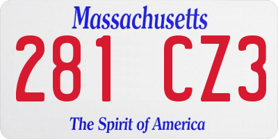 MA license plate 281CZ3