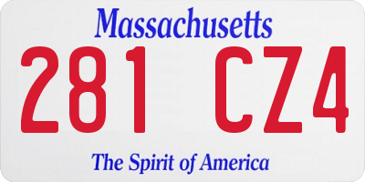 MA license plate 281CZ4