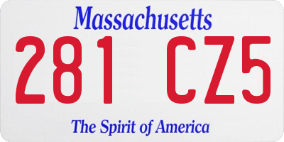 MA license plate 281CZ5