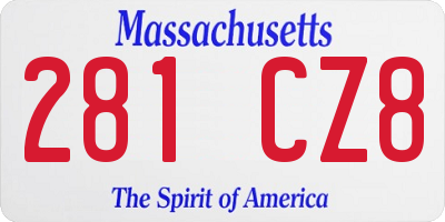 MA license plate 281CZ8
