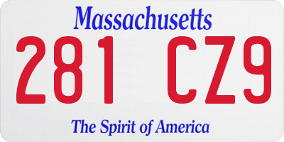 MA license plate 281CZ9