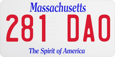 MA license plate 281DA0