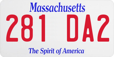MA license plate 281DA2