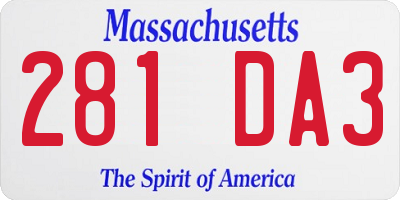 MA license plate 281DA3