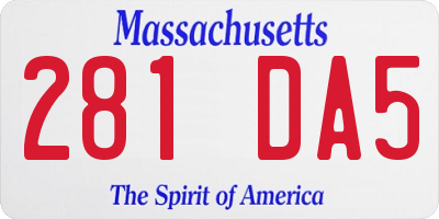 MA license plate 281DA5