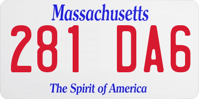 MA license plate 281DA6