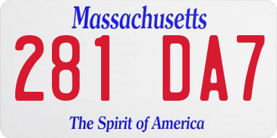 MA license plate 281DA7