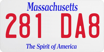 MA license plate 281DA8