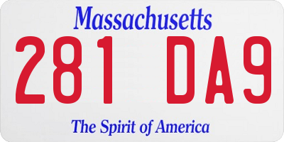 MA license plate 281DA9