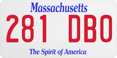 MA license plate 281DB0