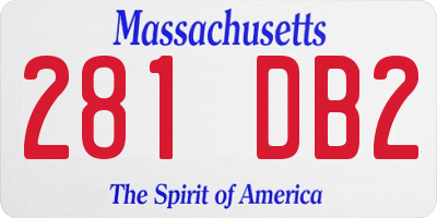 MA license plate 281DB2