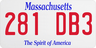MA license plate 281DB3