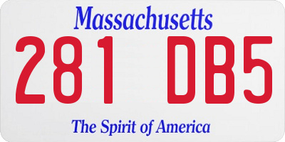 MA license plate 281DB5
