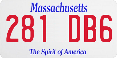 MA license plate 281DB6