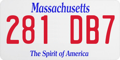 MA license plate 281DB7