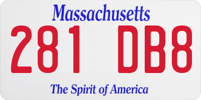 MA license plate 281DB8