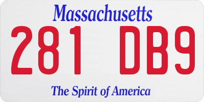 MA license plate 281DB9