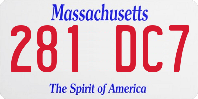 MA license plate 281DC7