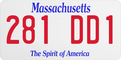 MA license plate 281DD1