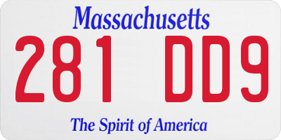 MA license plate 281DD9