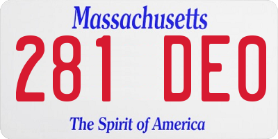MA license plate 281DE0
