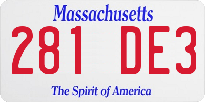 MA license plate 281DE3