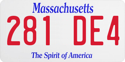 MA license plate 281DE4