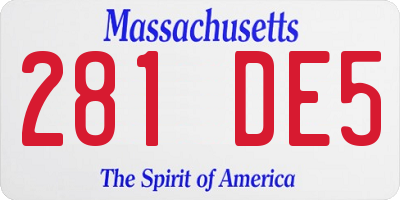 MA license plate 281DE5