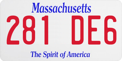 MA license plate 281DE6