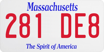 MA license plate 281DE8