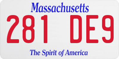 MA license plate 281DE9