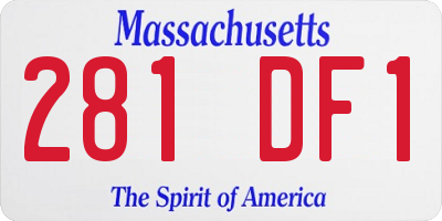 MA license plate 281DF1