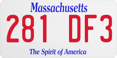 MA license plate 281DF3