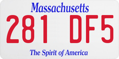 MA license plate 281DF5