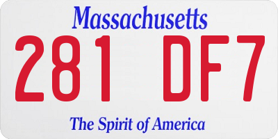 MA license plate 281DF7