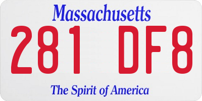 MA license plate 281DF8