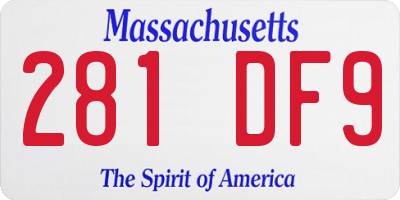 MA license plate 281DF9