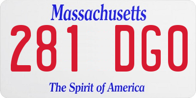 MA license plate 281DG0