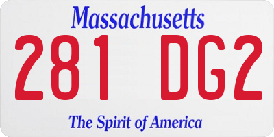 MA license plate 281DG2