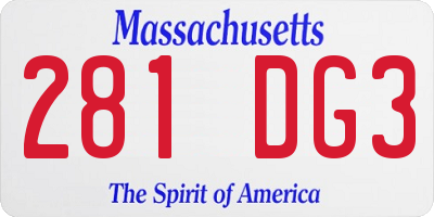 MA license plate 281DG3