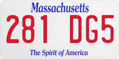 MA license plate 281DG5