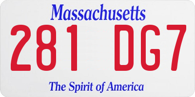 MA license plate 281DG7