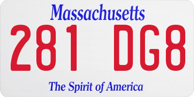 MA license plate 281DG8