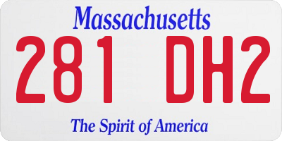 MA license plate 281DH2